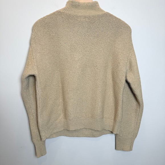 J. Crew Factory Womens S Tan Mock Neck Cable Knit Sleeve Sweater Neutral Coastal - Picture 2 of 11